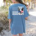 Boston Terrier Dog 4th Of July US American Flag Patriotic Women's Comfort Colors T-Shirt Back Print Blue Jean