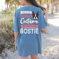 Boston Terrier Dog Bostie Halloween Costume Dog For Kids Women's Comfort Colors T-Shirt Back Print Blue Jean