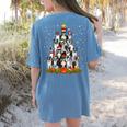 Boston Terrier Dog Christmas Tree Santa Hat Xmas Pajama Men Women Kids Women's Comfort Colors T-Shirt Back Print Blue Jean