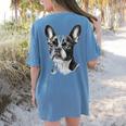 Boston Terrier Dog Motif Pet Illustration Boston Terrier For Men Women Kids Women's Comfort Colors T-Shirt Back Print Blue Jean