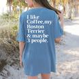 Boston Terrier Dog Owner Coffee Lover Women Men Women's Comfort Colors T-Shirt Back Print Blue Jean