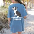 Boston Terrier Dog Owner Grandma Women's Comfort Colors T-Shirt Back Print Blue Jean