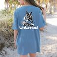 Boston Terrier Dog Untamed For Men Women Women's Comfort Colors T-Shirt Back Print Blue Jean