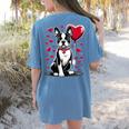 Boston Terrier Dog Valentine's Day Dog Owner Valentine Women's Comfort Colors T-Shirt Back Print Blue Jean