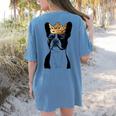 Boston Terrier Dog Wearing Crown For Men Women Girls Kids Women's Comfort Colors T-Shirt Back Print Blue Jean