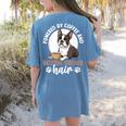 Boston Terrier Dog Women's Comfort Colors T-Shirt Back Print Blue Jean
