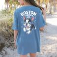 Boston Terrier Girl Cute Cartoon For Dog Owners Pet Terrier Women's Comfort Colors T-Shirt Back Print Blue Jean