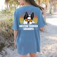 Boston Terrier Grandpa Dog Owner Boston Terrier Women's Comfort Colors T-Shirt Back Print Blue Jean