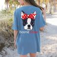 Boston Terrier Mom Bostie Women Girls Women's Comfort Colors T-Shirt Back Print Blue Jean