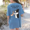 Boston Terrier Mom Dogs Mum Woman Women's Comfort Colors T-Shirt Back Print Blue Jean