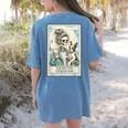 Boston Terrier Mom Skeleton Tarot Card Witch Vibes Dog Mom Women's Comfort Colors T-Shirt Back Print Blue Jean