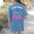 Boston Terrier Mom Women's Comfort Colors T-Shirt Back Print Blue Jean