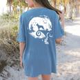 Boston Terrier And Moon Halloween Costume Dog Lover Women's Comfort Colors T-Shirt Back Print Blue Jean