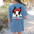 Boston Terrier Mum Dog Woman Idea Women's Comfort Colors T-Shirt Back Print Blue Jean