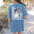 Boston Terrier Papa Cool Dog Lover USA American Flag Men Women Women's Comfort Colors T-Shirt Back Print Blue Jean