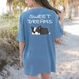 Boston Terrier Puppy Sweet Dreams Pajama For Bedtime Women's Comfort Colors T-Shirt Back Print Blue Jean