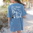 Boston Terrier Reading Books Love My Dog Men Women Kids T-Shirt Women's Comfort Colors T-Shirt Back Print Blue Jean