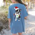 Boston Terrier Santa Christmas Lights Xmas Dog Lover Men Women Kids Women's Comfort Colors T-Shirt Back Print Blue Jean