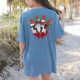 Boston Terrier Santa Claus Elf Reindeer Christmas Dog X-Mas Women's Comfort Colors T-Shirt Back Print Blue Jean