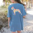 Boston Terrier Watercolor Flowers Women's Comfort Colors T-Shirt Back Print Blue Jean
