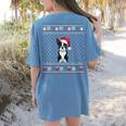 Boston Terrier Wearing Santa Hat Ugly Xmas Dog Lovers Women's Comfort Colors T-Shirt Back Print Blue Jean