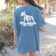 Bull Terrier Skeleton Birthday Halloween Kids Women's Comfort Colors T-Shirt Back Print Blue Jean