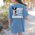 Coolest Boston Terrier Grandma Dog Women's Comfort Colors T-Shirt Back Print Blue Jean
