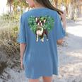 Cute Boston Terrier Shamrock St Patrick's Day Dog Lover Men Women Kids Women's Comfort Colors T-Shirt Back Print Blue Jean