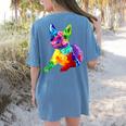 Dog Lover Boston Terrier Dog Colorful Boston Terrier Men Women Kids Women's Comfort Colors T-Shirt Back Print Blue Jean