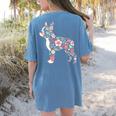 Floral FLower Boston Terrier Mom Grandma Women's Comfort Colors T-Shirt Back Print Blue Jean