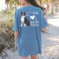 Just A Girl Who Loves Her Boston Terrier Puppy Love Women's Comfort Colors T-Shirt Back Print Blue Jean
