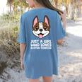 Just a Girl Who Loves Boston Terriers Women's Comfort Colors T-Shirt Back Print Blue Jean