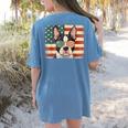 Patriotic Boston Terrier Dog Lover USA Flag 4th Of July For Men Women Kids Women's Comfort Colors T-Shirt Back Print Blue Jean