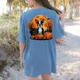 Pumpkin Boston Terrier Costume On Boston Terrier Halloween Women's Comfort Colors T-Shirt Back Print Blue Jean