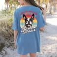 Retro Life Is Better With Boston Terrier Mom Dog Lover Women's Comfort Colors T-Shirt Back Print Blue Jean