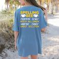 Spelling Bee Costume For a Halloween Teacher Pun Women Women&#x27;s Comfort Colors T-Shirt Back Print Blue Jean