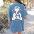 Today Is A Boston Terrier Day Cute Dog Lover Cartoon Women's Comfort Colors T-Shirt Back Print Blue Jean
