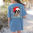 Ugly Xmas Sweater Santa Boston Terrier Dog Christmas For Men Women Kids Women's Comfort Colors T-Shirt Back Print Blue Jean