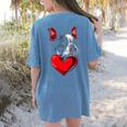 Valentine's Day Boston Terrier Dog Vector Women's Comfort Colors T-Shirt Back Print Blue Jean