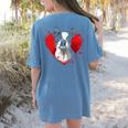 Valentine's Day Boston Terrier Dog Women's Comfort Colors T-Shirt Back Print Blue Jean