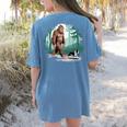 Whimsical Forest Adventures Sasquatch Bigfoot Walking Boston Terrier Dog Lovers Women's Comfort Colors T-Shirt Back Print Blue Jean