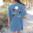 Xmas Tree Santa Riding Boston Terrier Christmas Women's Comfort Colors T-Shirt Back Print Blue Jean
