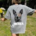 4th July Blue Heeler Dog Merica Patriotic USA Flag Cute Women's Comfort Colors T-Shirt Back Print Grey