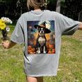 Aesthetic Halloween Boston Terrier Dog Witch Pumpkin For Men Women Kids Women's Comfort Colors T-Shirt Back Print Grey