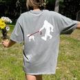 Bigfoot Walking With Bull Terrier Dog Women's Comfort Colors T-Shirt Back Print Grey