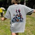 Biker Boston Terrier Dog Riding Motorbike Women's Comfort Colors T-Shirt Back Print Grey