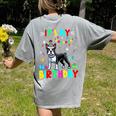 My Birthday Colorful Costume Boston Terrier Party Women's Comfort Colors T-Shirt Back Print Grey