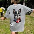 Boston Terrier American Flag Women's Comfort Colors T-Shirt Back Print Grey