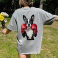 Boston Terrier Boxing Women's Comfort Colors T-Shirt Back Print Grey