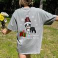 Boston Terrier Christmas T Shirt-Life Is Merrier Premium Tri-Blend Women's Comfort Colors T-Shirt Back Print Grey